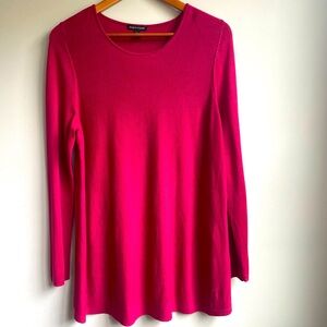 Eileen Fisher Womens Medium 90/10 Tencel Silk Top Long Sleeve Knit in Magenta